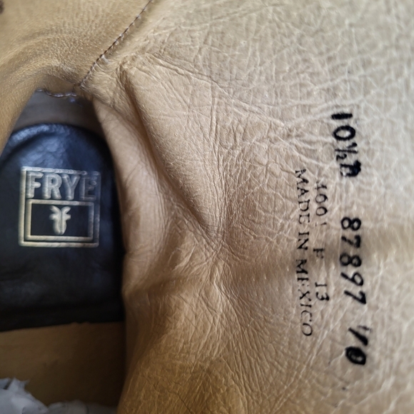 FRYE Square Toe Biker Heath Burnish Brown Leather Zip Short Calf Boot Men 10.5 - Picture 12 of 16